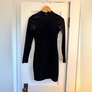 Black Velvet Open Back Dress